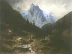 Na wycieczce w Alpach by Julius Rose, olej, płótno, sold Mar 1997