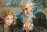 Teodor Axentowicz, Starość i młodość, pastel, karton