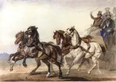 Dyliżans by Piotr Michałowski, akwarela, papier, sold Mar 1997