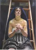 Dziewczyna w zapasce by Jacek Malczewski, olej, tektura, sold Mar 1997