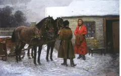 Gość by Antoni Piotrowski, olej, płótno, sold Mar 1997