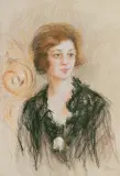 Teodor Axentowicz, Dziewczyna z różą przy sukni, pastel, karton