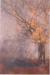 Forsycje w wazonie by Alfons Karpiński, olej, tektura, sold Oct 1996