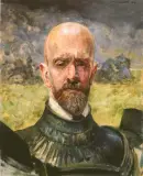 Autoportret w zbroi by Jacek Malczewski, olej, tektura, sold Oct 1996