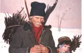 Powrót z lasu by Vlastimil Hofman, olej, sklejka, sold Oct 1996