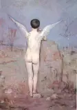 Eros by Vlastimil Hofman, olej, tektura, sold Oct 1996