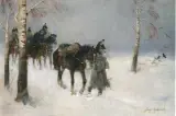 Jerzy Kossak, Żołnierze Wielkiej Armii, olej, sklejka