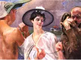 Orfeusz i Eurydyka by Jacek Malczewski, olej, tektura, sold Jun 1996