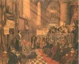 Józef Mehoffer, Dysputa-St.Niegoszewski w kościele ss. Jana..., akwarela, karton