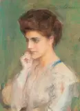 Zaduma by Teodor Axentowicz, pastel, papier, sold Jun 1996