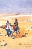 Przez pustynię by Wojciech Kossak, akwarela, karton, sold Jun 1996