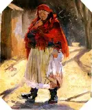Dziewczyna wiejska by Jacek Malczewski, olej, tektura, sold Mar 1996