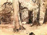 Dęby białowieskie by Leon Wyczółkowski, akwarela, papier, sold Mar 1996