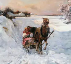 Sanna by Alfred Wierusz-Kowalski, olej, płótno, sold Mar 1996