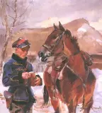 Wspólne śniadanie by Wojciech Kossak, olej, płótno, sold Dec 1995