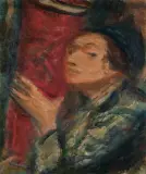 AUTOPORTRET Z TORĄ by Zygmunt Menkes, 1928-1935, olej, płótno, offered Dec 1995