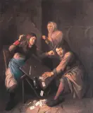 Kłótnia przy karcianym stoliku by Autor nierozpoznany, olej, płótno, offered Dec 1995