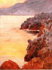 Skały w zatoce by Adam Styka, olej, płótno, sold Jun 1995