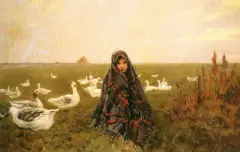 Gęsiarka by Józef Rapacki, olej, płótno, offered Jun 1995