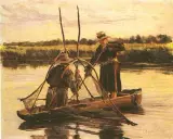 Leon Wyczółkowski, Połów o świcie, olej, płótno