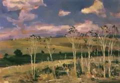 Bodiaki by Jan Stanisławski, olej, tektura, sold Mar 1995