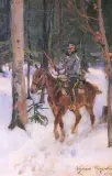 Legionista na patrolu by Wojciech Kossak, olej, deska, sold Mar 1995