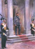 Marszałek Józef Piłsudski przed Belwederem by Wojciech Kossak, olej, płótno, offered Mar 1995