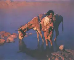 W afrykańskim słońcu by Adam Styka, olej, płótno, sold Mar 1995