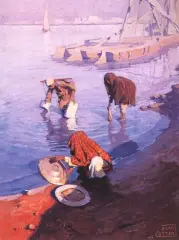Nad brzegami Nilu by Adam Styka, olej, płótno, sold Mar 1995