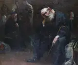 Adolf Behrman, Tułacze, olej, tektura