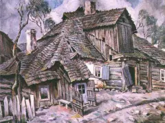 Bronisław Jamontt, Dom w Kazimierzu nad Wisłą, tempera, papier