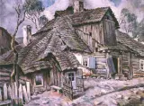Bronisław Jamontt, Dom w Kazimierzu nad Wisłą, tempera, papier