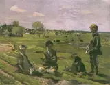 Na pastwisku by Jacek Malczewski, olej, płótno, sold Mar 1995