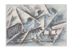 Roberto Marcello Iras Baldessari, TRENO IN VELOCITA' NELLA NOTTE (c.1916)