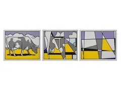 Roy Lichtenstein, COW GOING ABSTRACT (TRITTICO), print (other)