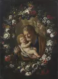 Nicola Casissa, San Giuseppe con il Bambino entro una ghirlanda di fiori