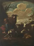 Paesaggio con pastore e animali by Philipp Peter Roos Detto Rosa Da Tivoli, sold Jul 2026