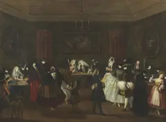 Master of the Ridotto, Il Ridotto di Venezia con figure mascherate che giocano d'azzardo