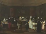 Il Ridotto di Venezia con figure mascherate che giocano d'azzardo by Master of the Ridotto, sold Jul 2026