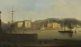 Da un modello di William Daniell, Veduta del porto di Plymouth con il Royal William Victualling Yard