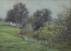 Owen Dalziel, Paesaggio con ruscello e armenti