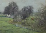 Owen Dalziel, Paesaggio con ruscello e armenti