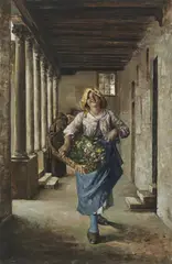 Vincenzo Irolli, La venditrice di fiori nel portico