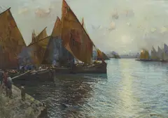 Fausto Pratella, Marina con imbarcazioni
