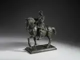 Fonditore Del Xix-Xx Secolo, Scultura equestre raffigurante il Gattamelata dal modello di Donatello, su colonna in marmo verde, sculpture