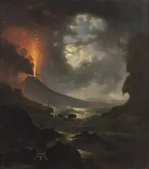 Josef Rebell, Veduta notturna con il Vesuvio in eruzione