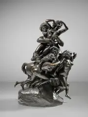 Jef Lambeaux, Grande gruppo scultoreo in bronzo raffigurante un centauro e delle ninfe, sculpture