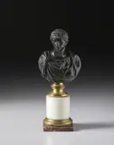 Ambito di Francesco Righetti, Piccolo busto in bronzo raffigurante l'imperatore Tiberio, sculpture