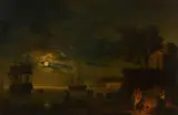 Da un modello di Joseph Vernet, Scena portuale al chiaro di luna