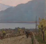 Giovanni Lomi, Viottolo con calesse presso un lago